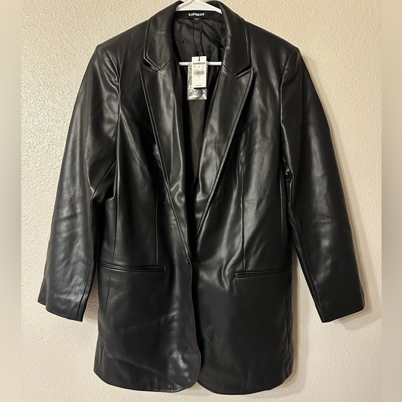 NWT Express faux leather boyfriend blazer